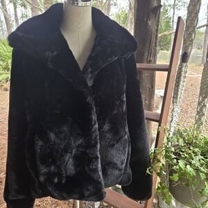Biltore Belk Black Faux Fur Jacket Size Extra Large